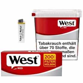 1 x West Red Volumentabak 160g + 200 Filterhülsen + Feuerzeug