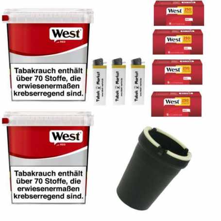 2 x West Red Tabak 160g Eimer + 1000 Extra Filterhülsen + Zubehör