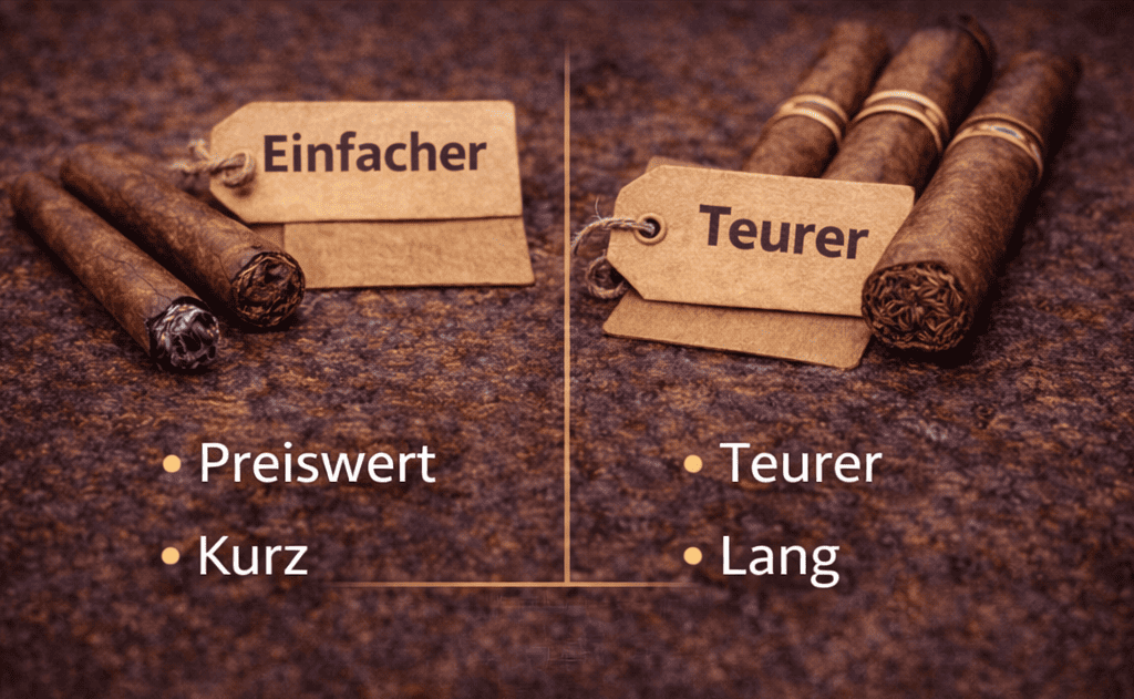 Zigarillos und Zigarren im Vergleich