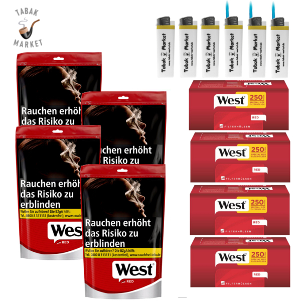 4 x West Red Tabak