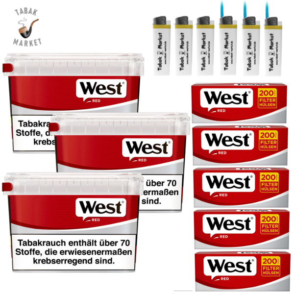 3 x West Red Tabak