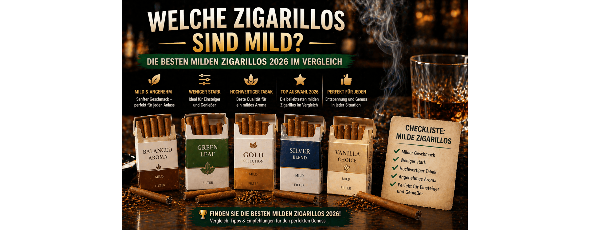 Welche Zigarillos sind mild? Die besten milden Zigarillos 2026 im Vergleich