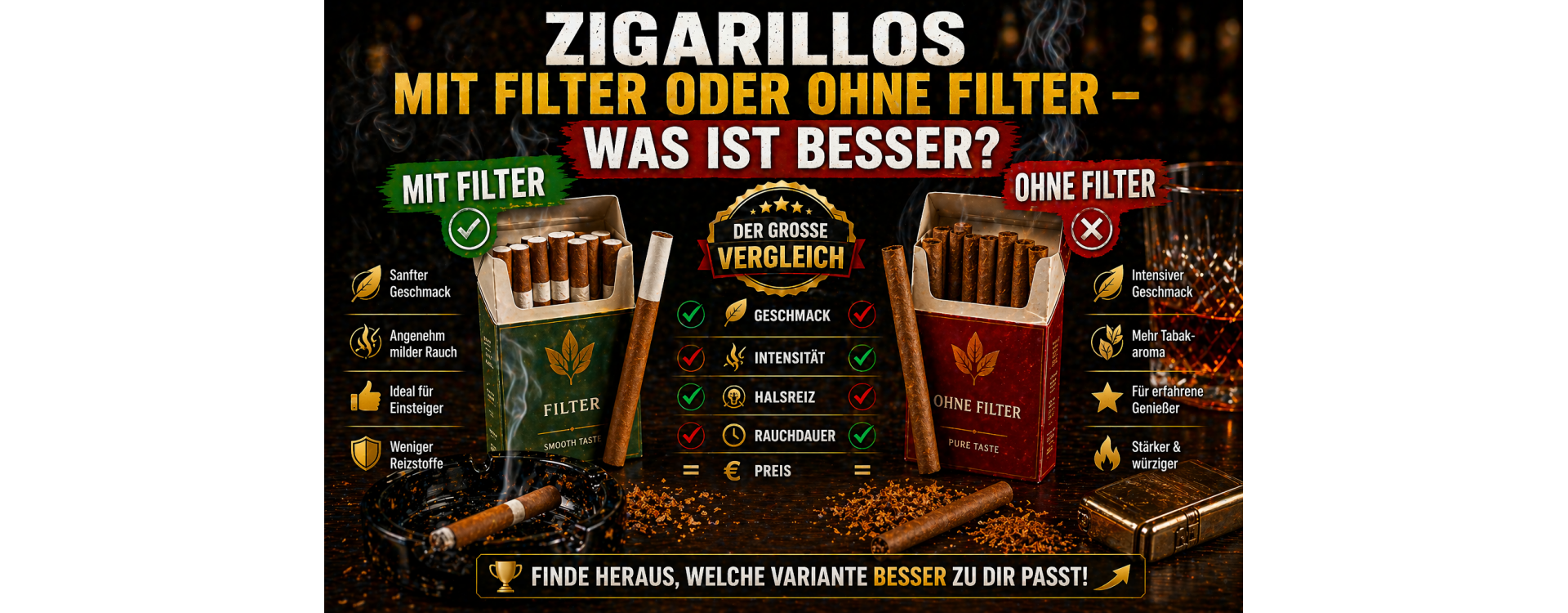 Zigarillos mit Filter oder ohne Filter – Was ist besser?