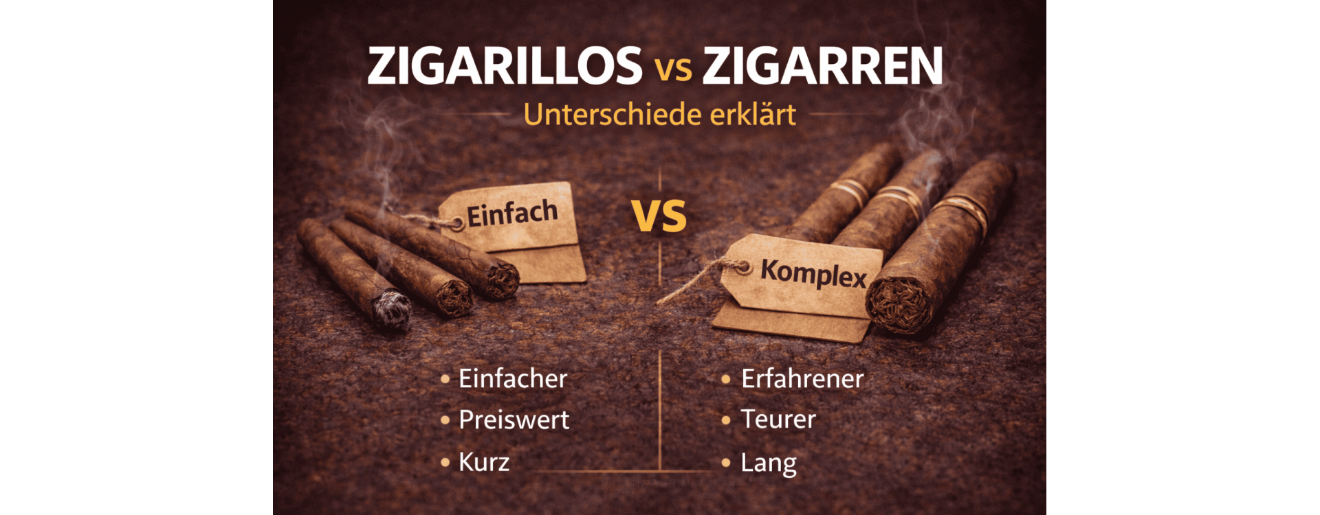 Zigarillos vs Zigarren – Die wichtigsten Unterschiede